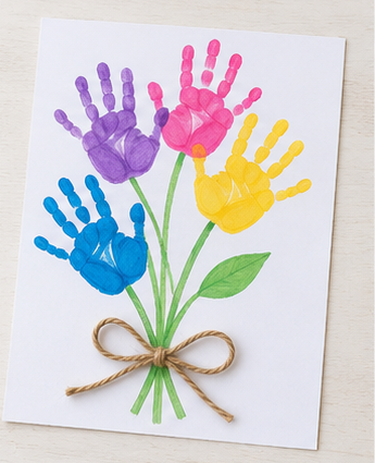 Finished Handprint Flower Bouquet