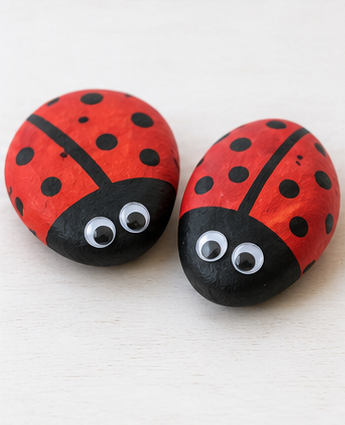 Finished Painted Rock Ladybugs