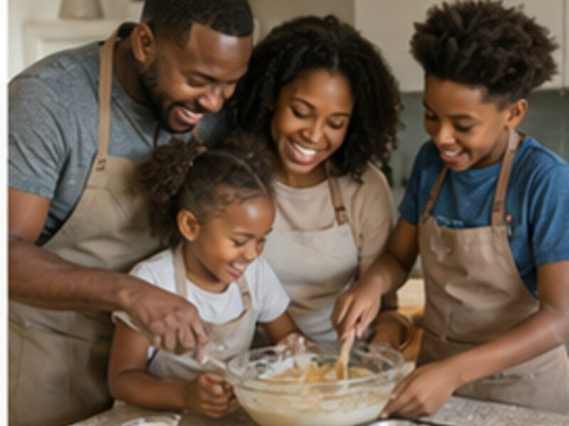 Family baking together